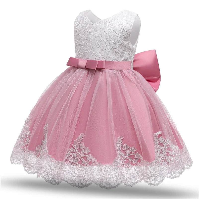 1 Year Old Baby Girls Dress for Newborn Girls Clothes Big Bowknot Formal Baby Girl Birthday Party Dress Christening Gown Dresses