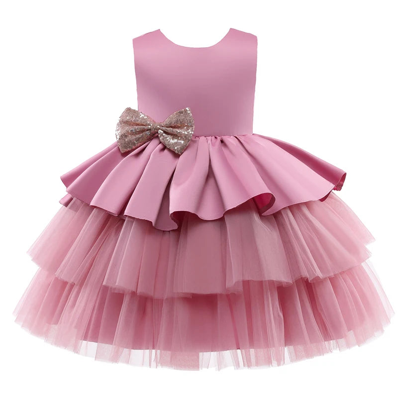 1 Year Old Baby Girls Dress for Newborn Girls Clothes Big Bowknot Formal Baby Girl Birthday Party Dress Christening Gown Dresses
