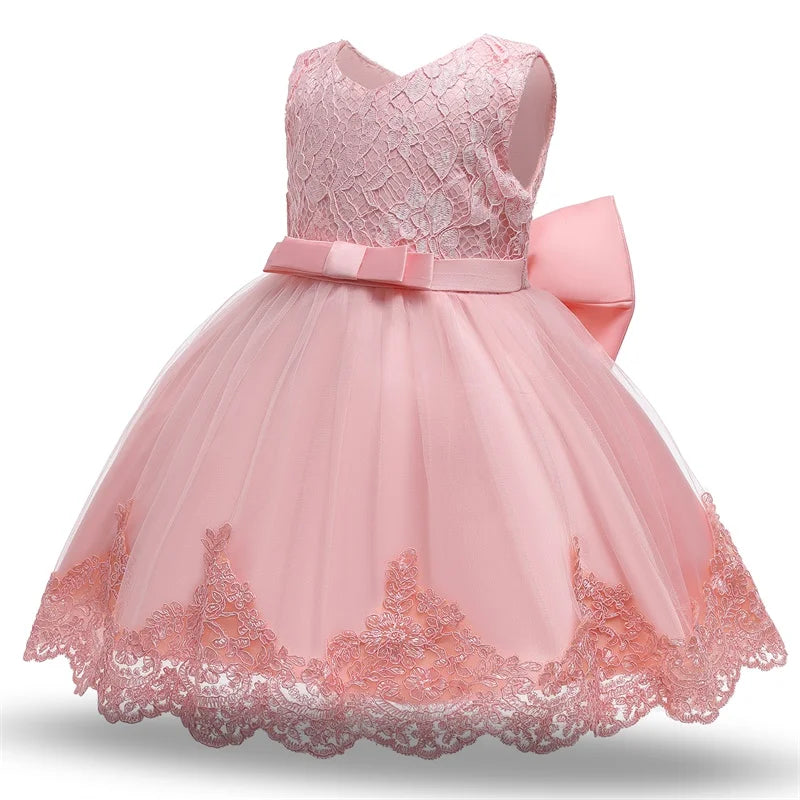 1 Year Old Baby Girls Dress for Newborn Girls Clothes Big Bowknot Formal Baby Girl Birthday Party Dress Christening Gown Dresses