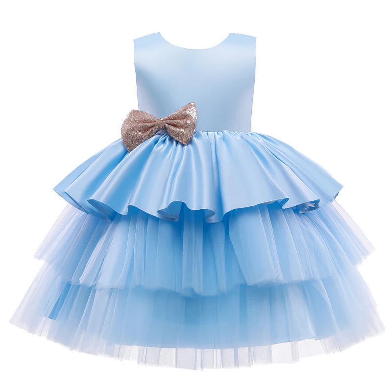 1 Year Old Baby Girls Dress for Newborn Girls Clothes Big Bowknot Formal Baby Girl Birthday Party Dress Christening Gown Dresses