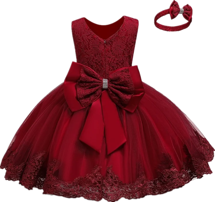 1 Year Old Baby Girls Dress for Newborn Girls Clothes Big Bowknot Formal Baby Girl Birthday Party Dress Christening Gown Dresses