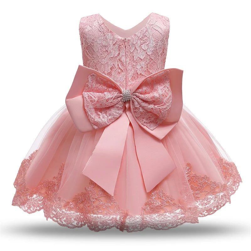 1 Year Old Baby Girls Dress for Newborn Girls Clothes Big Bowknot Formal Baby Girl Birthday Party Dress Christening Gown Dresses