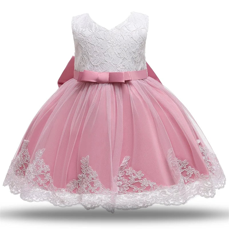 1 Year Old Baby Girls Dress for Newborn Girls Clothes Big Bowknot Formal Baby Girl Birthday Party Dress Christening Gown Dresses