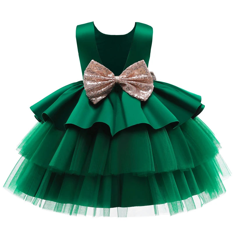 1 Year Old Baby Girls Dress for Newborn Girls Clothes Big Bowknot Formal Baby Girl Birthday Party Dress Christening Gown Dresses