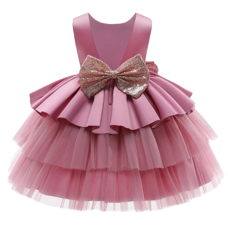 1 Year Old Baby Girls Dress for Newborn Girls Clothes Big Bowknot Formal Baby Girl Birthday Party Dress Christening Gown Dresses
