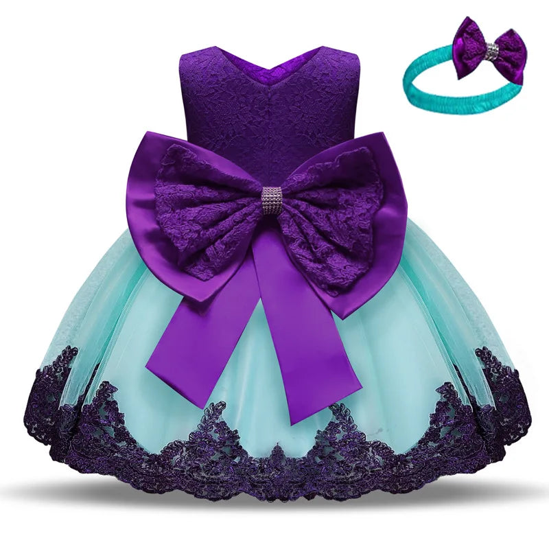 1 Year Old Baby Girls Dress for Newborn Girls Clothes Big Bowknot Formal Baby Girl Birthday Party Dress Christening Gown Dresses