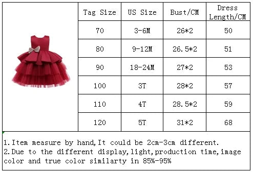 1 Year Old Baby Girls Dress for Newborn Girls Clothes Big Bowknot Formal Baby Girl Birthday Party Dress Christening Gown Dresses