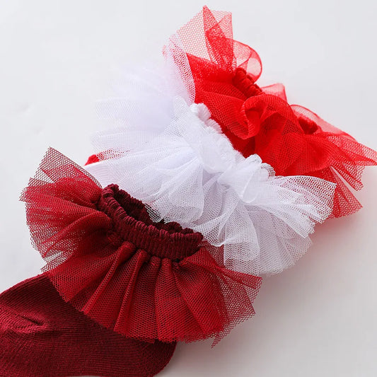 0-1Y Newborn Infant Toddler Baby Socks Girls Kids Princess Bowknot Lace Floral Short Socks Cotton Ruffle Frilly Trim Ankle Socks