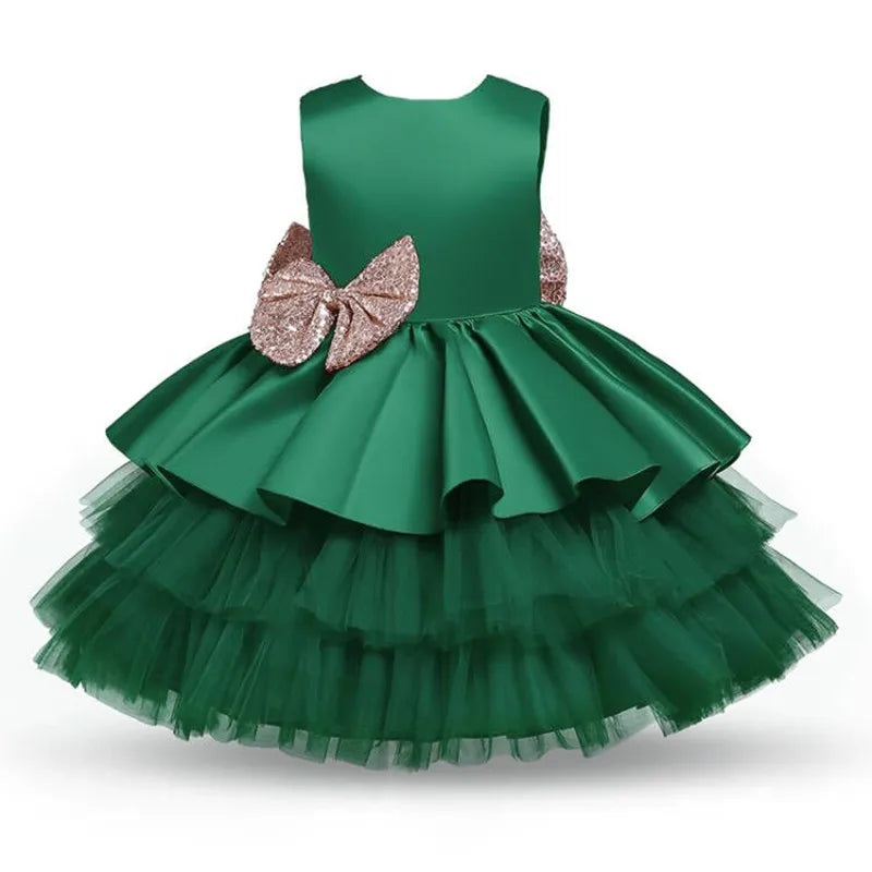 1 Year Old Baby Girls Dress for Newborn Girls Clothes Big Bowknot Formal Baby Girl Birthday Party Dress Christening Gown Dresses