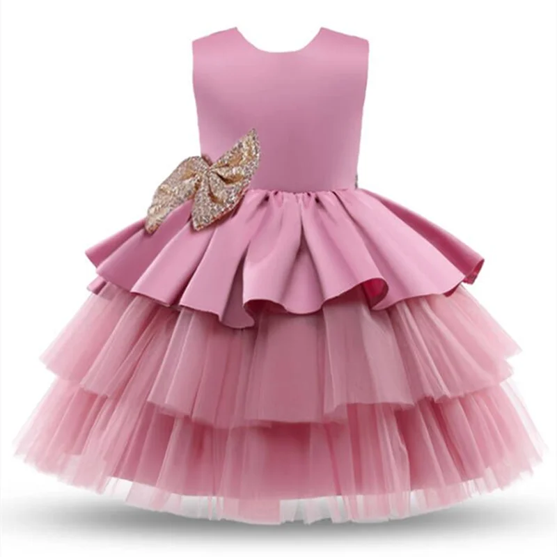 1 Year Old Baby Girls Dress for Newborn Girls Clothes Big Bowknot Formal Baby Girl Birthday Party Dress Christening Gown Dresses