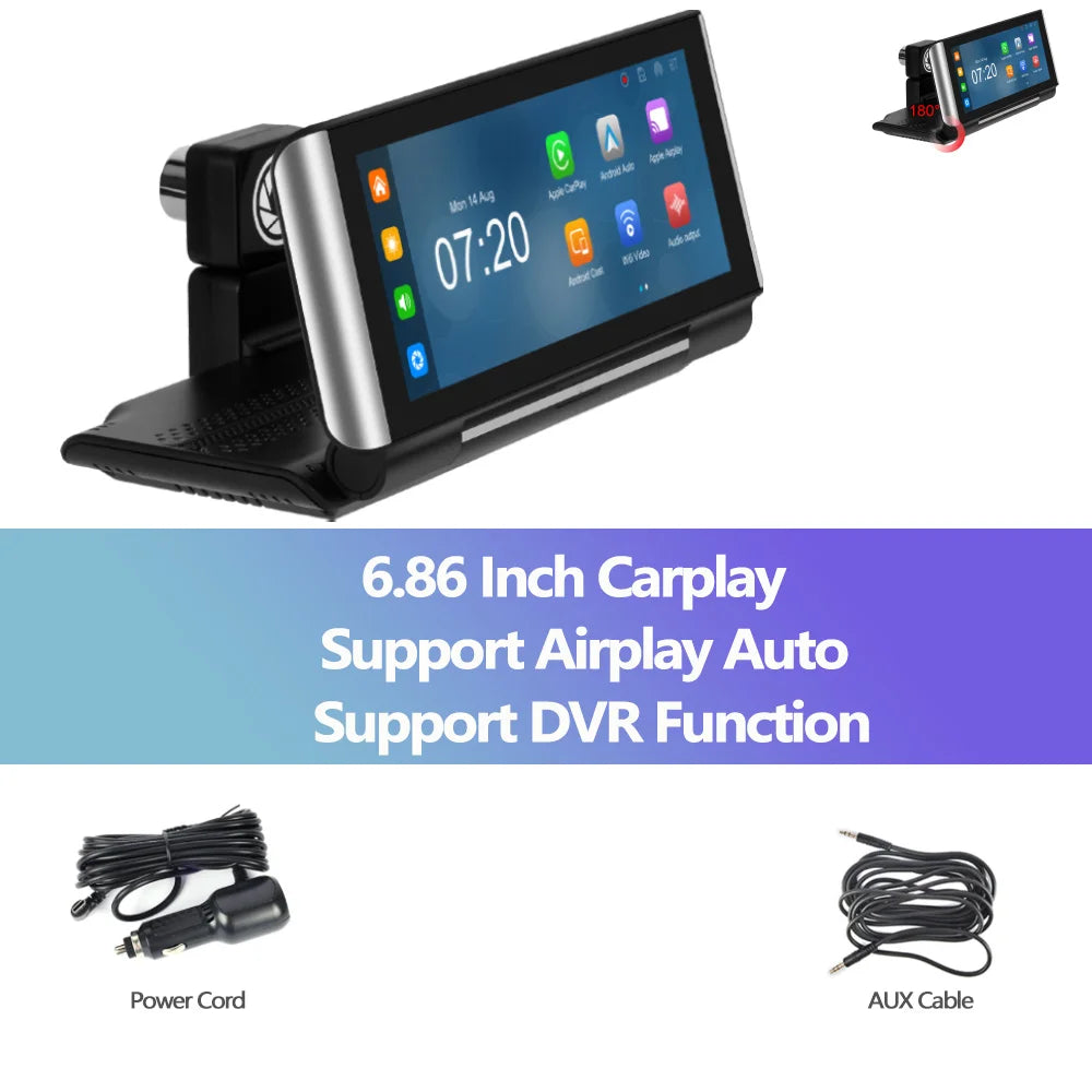 Podofo 6.86"Car Monitor Carplay Android Auto Screen Portable Smart Player Bluetooth Music Voice Control For Toyota Honda Hyundai