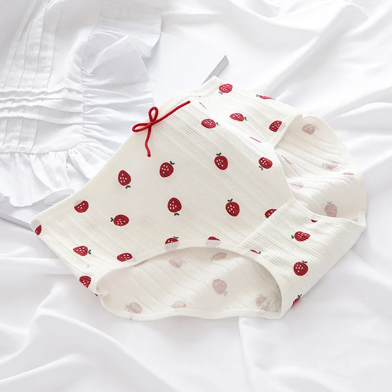 5Pcs Soft Cotton Panties For Women Cute Girls Briefs Female Mid Waist Underwear Intimates Underpants Sexy Lingerie Shorts M-XXL