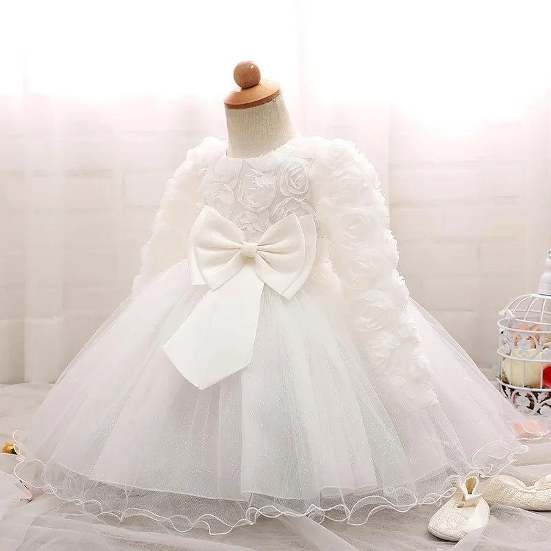 Baby Girl Dress Party Dresses for Girls 1 Year Birthday Princess Wedding Dress Lace Christening Gown Baby White Baptism Clothing