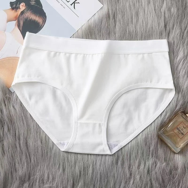 5Pcs Soft Cotton Panties For Women Cute Girls Briefs Female Mid Waist Underwear Intimates Underpants Sexy Lingerie Shorts M-XXL