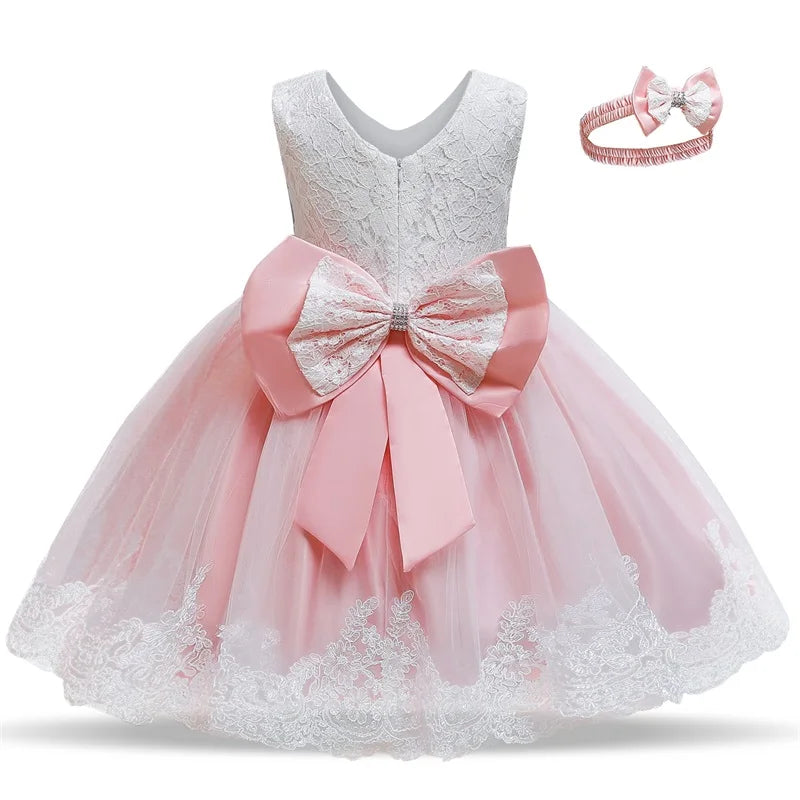 Baby Girl Dress Party Dresses for Girls 1 Year Birthday Princess Wedding Dress Lace Christening Gown Baby White Baptism Clothing