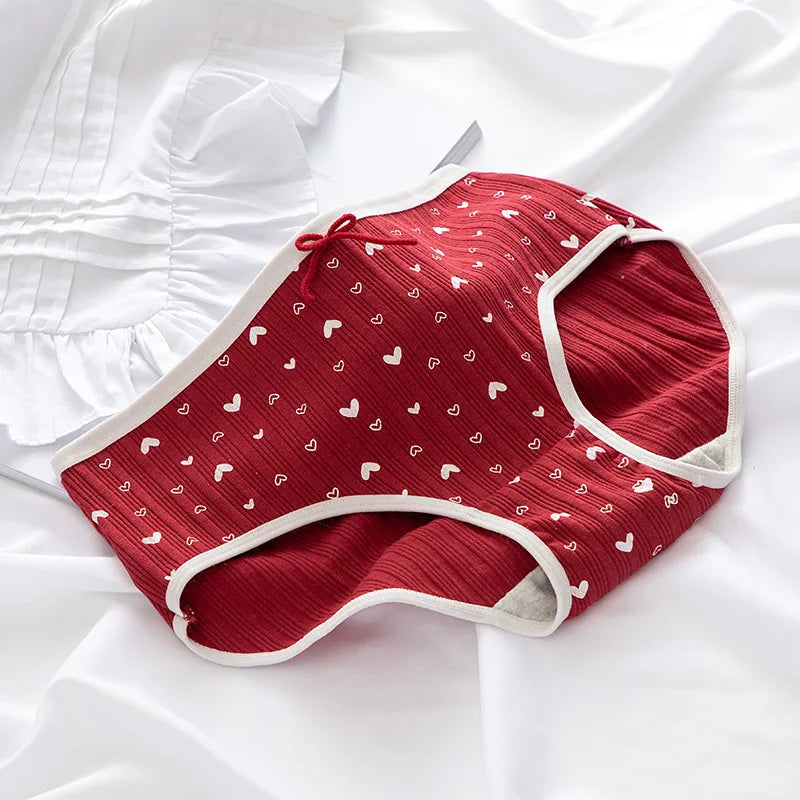 5Pcs Soft Cotton Panties For Women Cute Girls Briefs Female Mid Waist Underwear Intimates Underpants Sexy Lingerie Shorts M-XXL