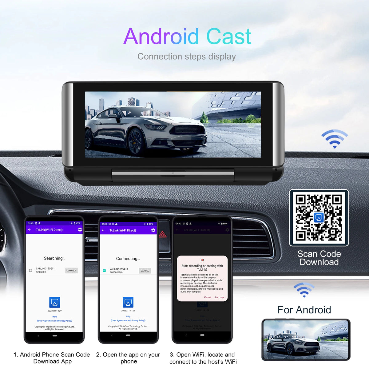 Podofo 6.86"Car Monitor Carplay Android Auto Screen Portable Smart Player Bluetooth Music Voice Control For Toyota Honda Hyundai