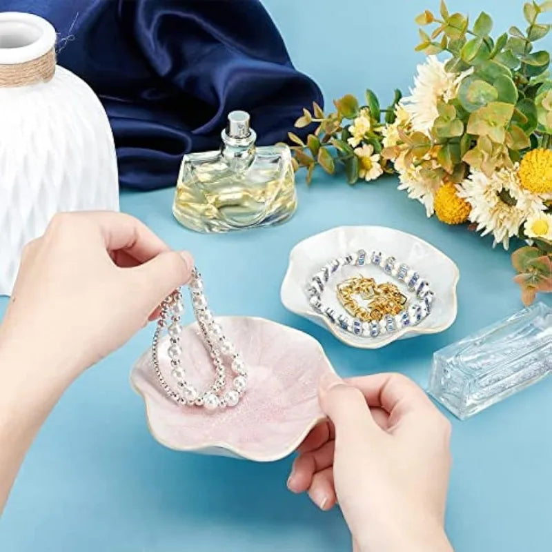 Flower Jewelry Tray, Ring Dish Trinket Tray Floral Jewelry Display Ceramic Decorative Bracelet Organizer for Home Decor Wedding