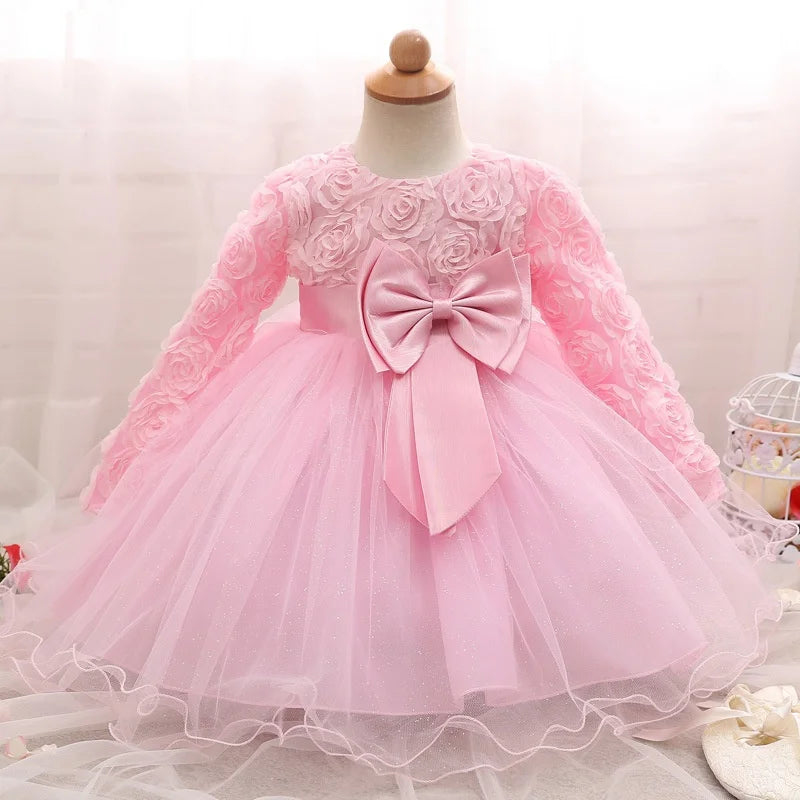 Baby Girl Dress Party Dresses for Girls 1 Year Birthday Princess Wedding Dress Lace Christening Gown Baby White Baptism Clothing