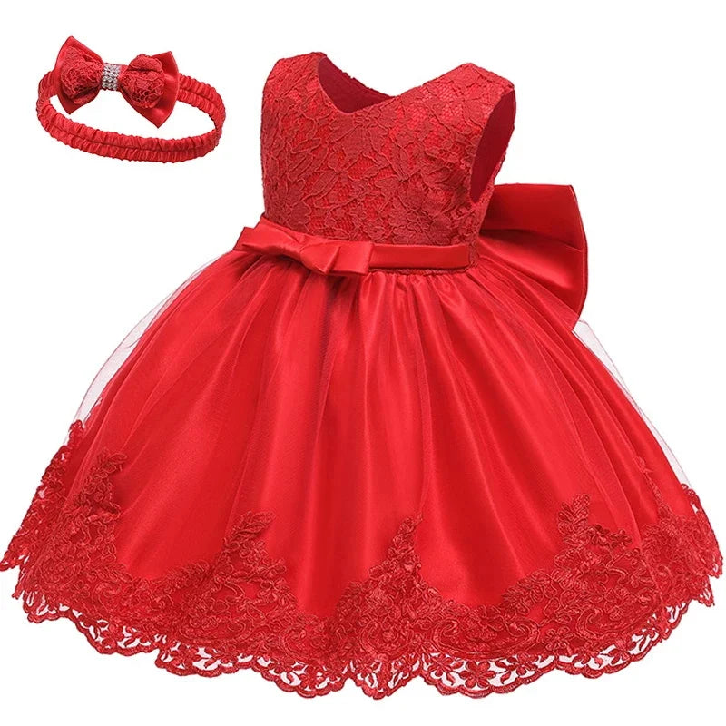 LZH Baby Girls Dress Newborn Clothes Princess Dress+Headwear For Toddler 1st Year Birthday Wedding Christening Infant Party Gown