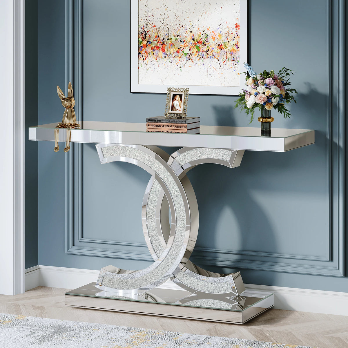 Tribesigns Gold Entryway Table, Modern 39-Inch Console Faux Marble Narrow Wood Sofa with Geometric Metal Legs