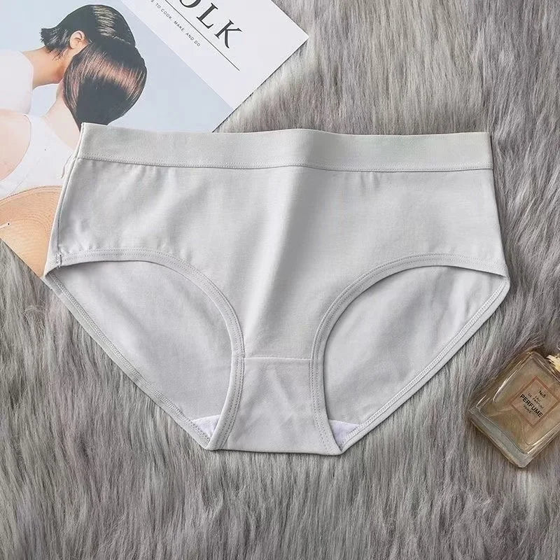 5Pcs Soft Cotton Panties For Women Cute Girls Briefs Female Mid Waist Underwear Intimates Underpants Sexy Lingerie Shorts M-XXL