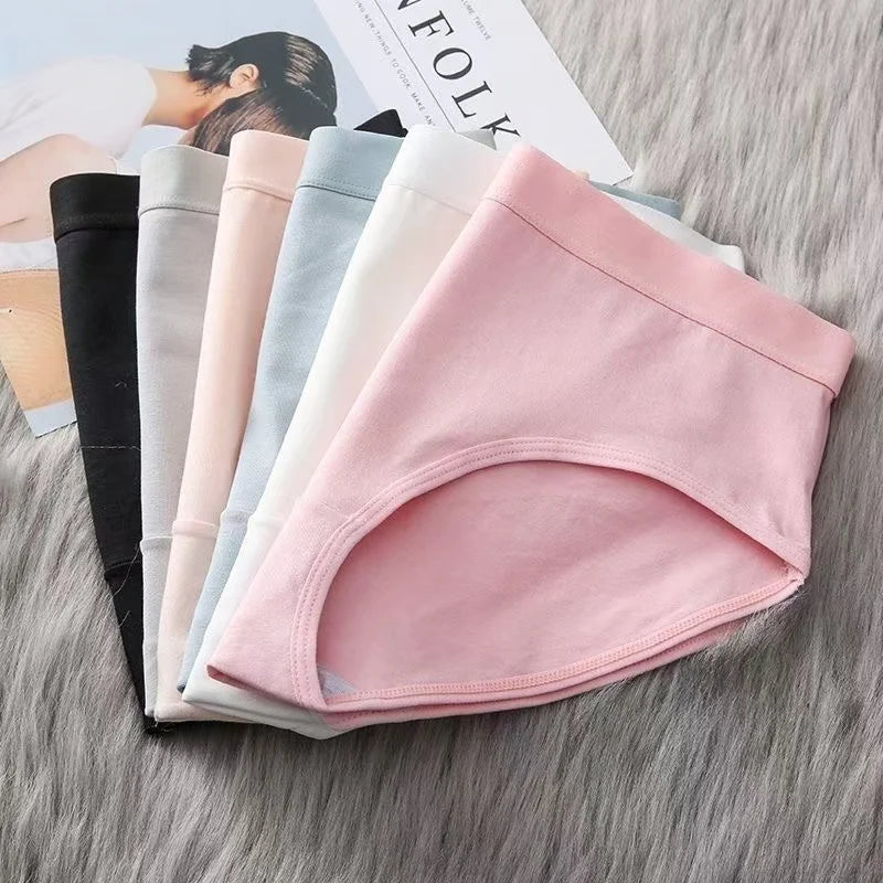 5Pcs Soft Cotton Panties For Women Cute Girls Briefs Female Mid Waist Underwear Intimates Underpants Sexy Lingerie Shorts M-XXL