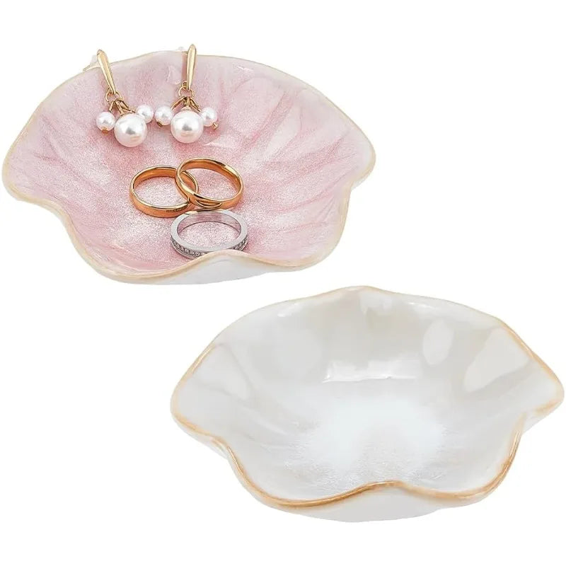 Flower Jewelry Tray, Ring Dish Trinket Tray Floral Jewelry Display Ceramic Decorative Bracelet Organizer for Home Decor Wedding