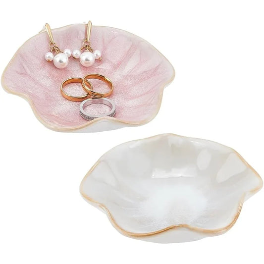Flower Jewelry Tray, Ring Dish Trinket Tray Floral Jewelry Display Ceramic Decorative Bracelet Organizer for Home Decor Wedding