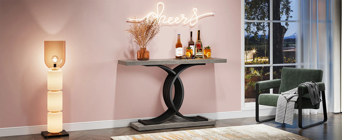 Tribesigns Gold Entryway Table, Modern 39-Inch Console Faux Marble Narrow Wood Sofa with Geometric Metal Legs