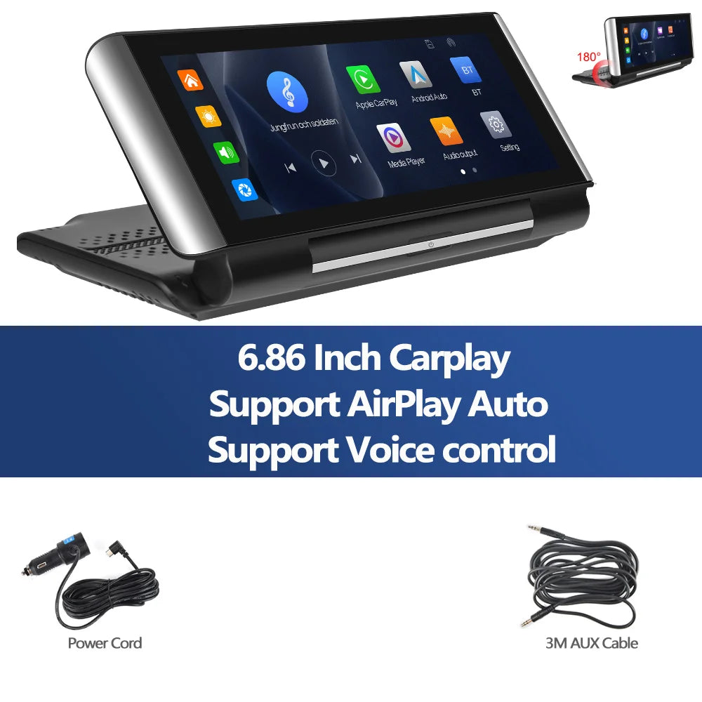 Podofo 6.86"Car Monitor Carplay Android Auto Screen Portable Smart Player Bluetooth Music Voice Control For Toyota Honda Hyundai