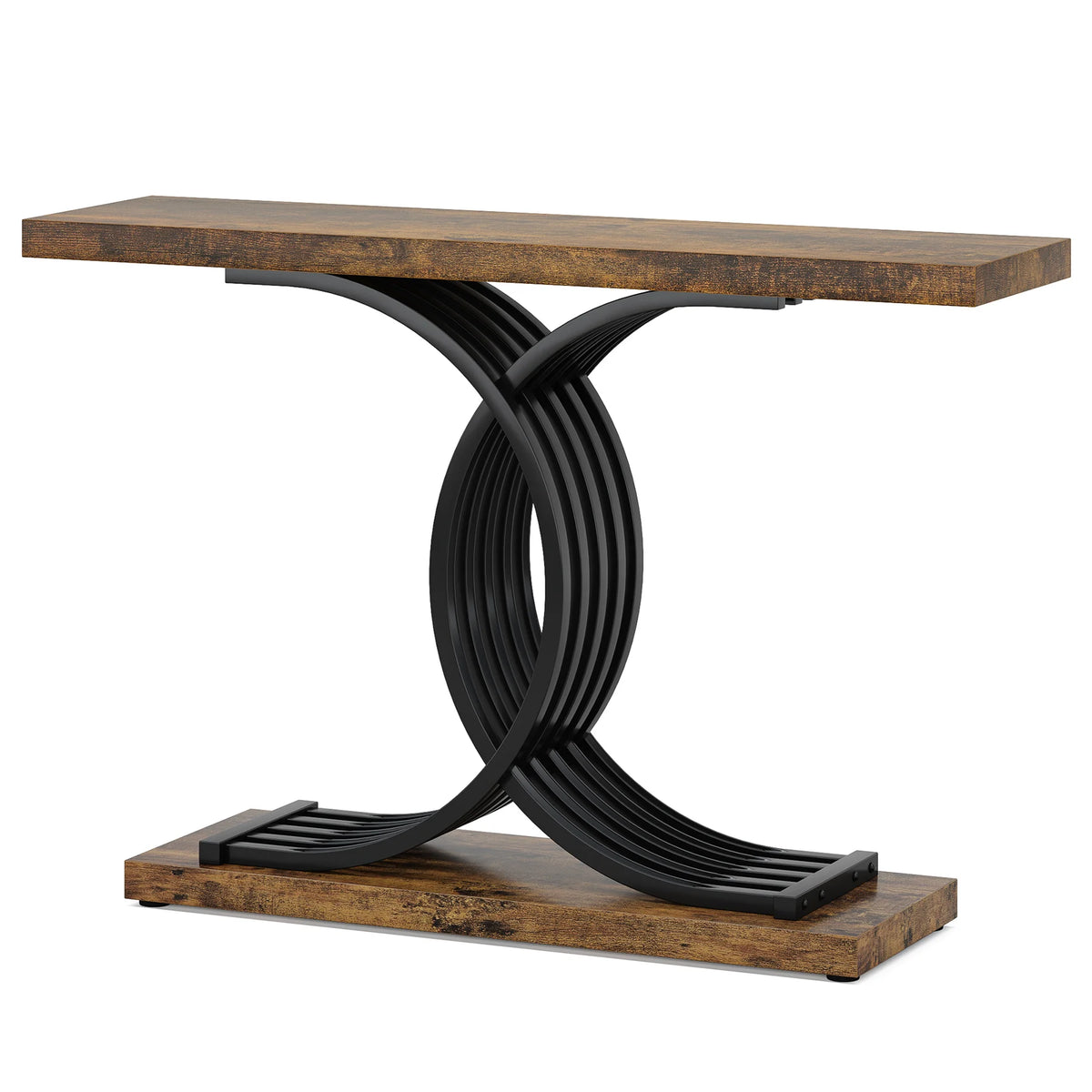 Tribesigns Gold Entryway Table, Modern 39-Inch Console Faux Marble Narrow Wood Sofa with Geometric Metal Legs