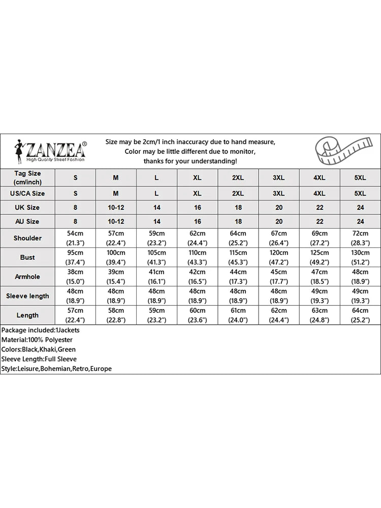 ZANZEA Autumn Jackets Women Vintage Solid Coats Long Sleeve Blouse Casual Solid Shirt Female Outwear Elegant Holiday Blazer Tops