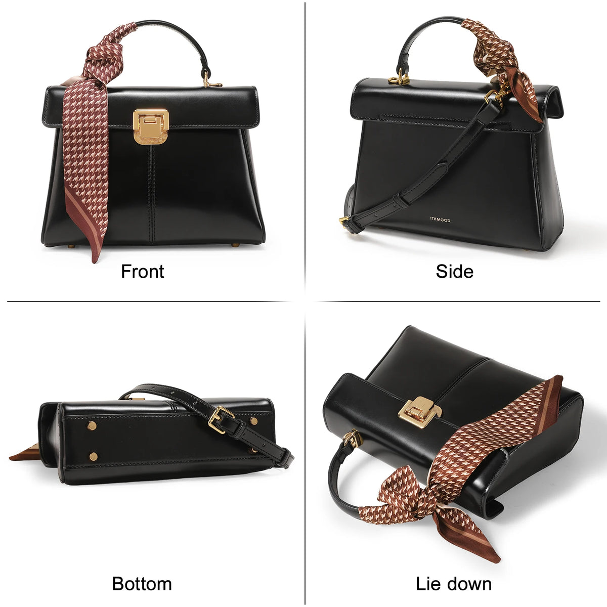 ITAMOOD Genuine Leather Women's Bag Luxury Branded Women's Handbag Fashionable and Versatile Crossbody Bag With Scarf Decor