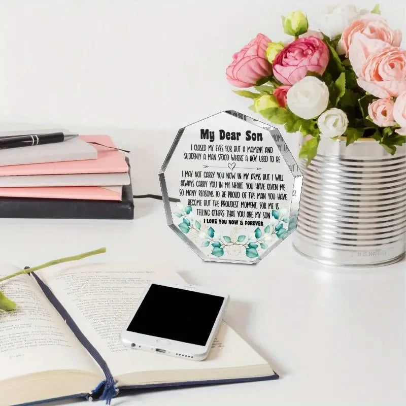 1PC Charming Son Thank You Card/Sincere Mother Child Emotion/Elegant Home and Office Desk Decoration/Ideal Choice for Birthdays