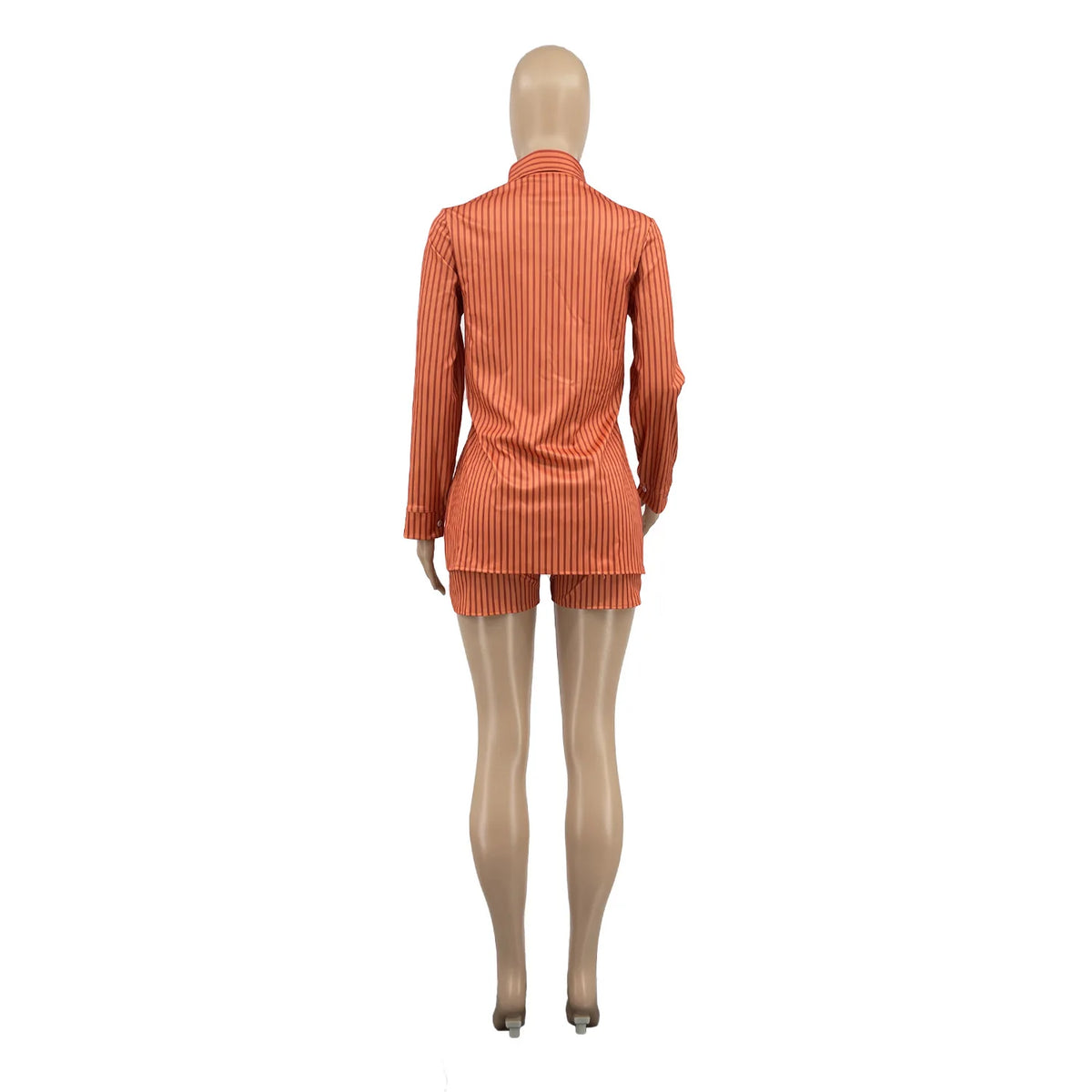 Summer Fashion Sporting Women set Striped Print Button Shirt Top Skinny Shorts Suit Two Piece Set Elegant Tracksuits