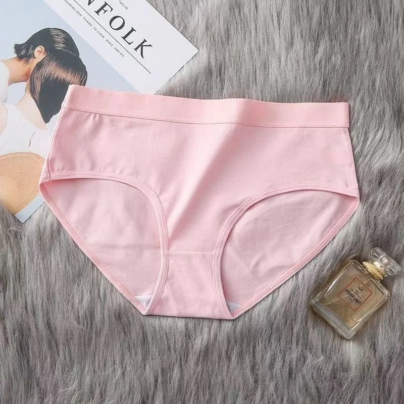 5Pcs Soft Cotton Panties For Women Cute Girls Briefs Female Mid Waist Underwear Intimates Underpants Sexy Lingerie Shorts M-XXL