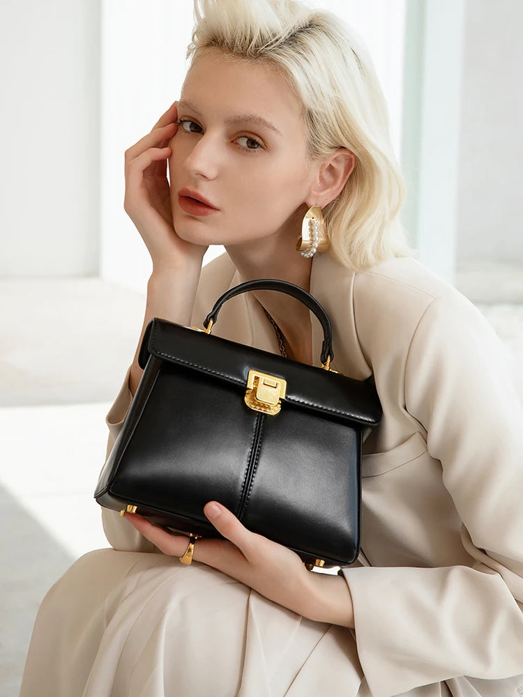 ITAMOOD Genuine Leather Women's Bag Luxury Branded Women's Handbag Fashionable and Versatile Crossbody Bag With Scarf Decor