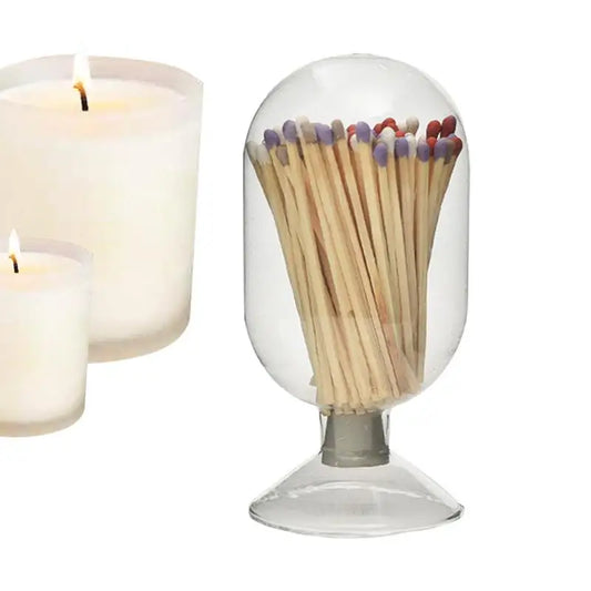 Glass Match Holder Clear Match Holder Glass Match Storage Jar Home Display Glass Bottle Matches Container Glass Display Dome