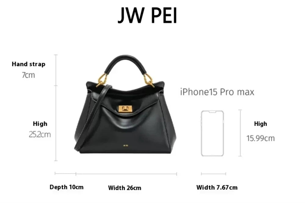 JW PEI Handbag Women's 2025 New Lucia Lock Shoulder Crossbody Bag With High-end Feel, Light Luxury And Versatile Women's Bag
