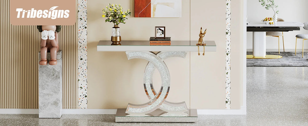 Tribesigns Gold Entryway Table, Modern 39-Inch Console Faux Marble Narrow Wood Sofa with Geometric Metal Legs