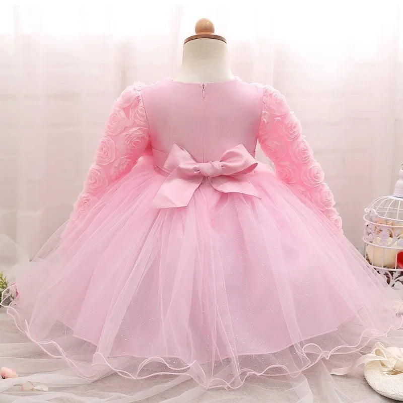 Baby Girl Dress Party Dresses for Girls 1 Year Birthday Princess Wedding Dress Lace Christening Gown Baby White Baptism Clothing