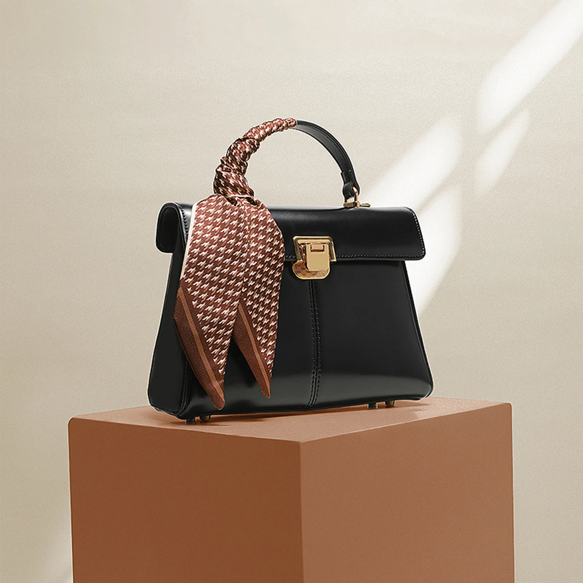 ITAMOOD Genuine Leather Women's Bag Luxury Branded Women's Handbag Fashionable and Versatile Crossbody Bag With Scarf Decor