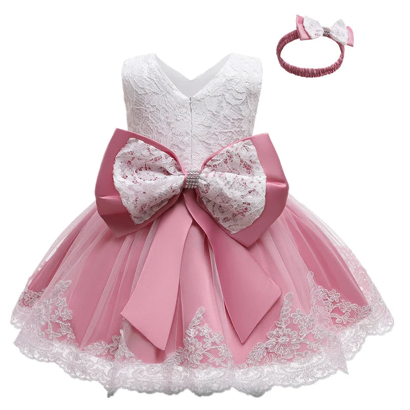Baby Girl Dress Party Dresses for Girls 1 Year Birthday Princess Wedding Dress Lace Christening Gown Baby White Baptism Clothing