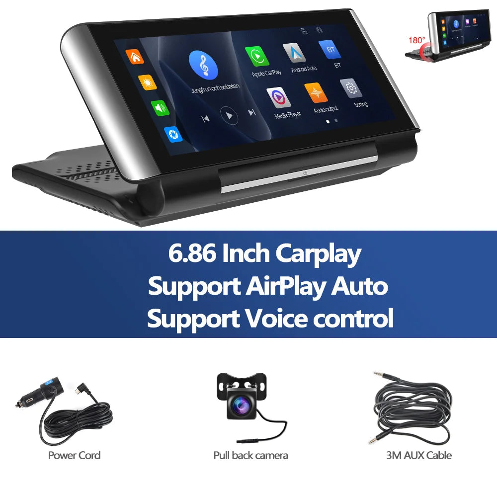 Podofo 6.86"Car Monitor Carplay Android Auto Screen Portable Smart Player Bluetooth Music Voice Control For Toyota Honda Hyundai