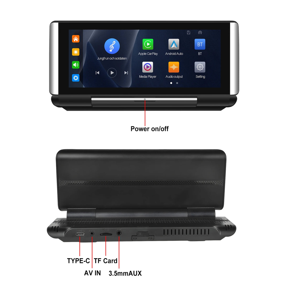 Podofo 6.86"Car Monitor Carplay Android Auto Screen Portable Smart Player Bluetooth Music Voice Control For Toyota Honda Hyundai