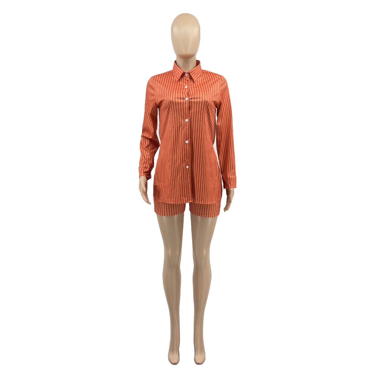 Summer Fashion Sporting Women set Striped Print Button Shirt Top Skinny Shorts Suit Two Piece Set Elegant Tracksuits