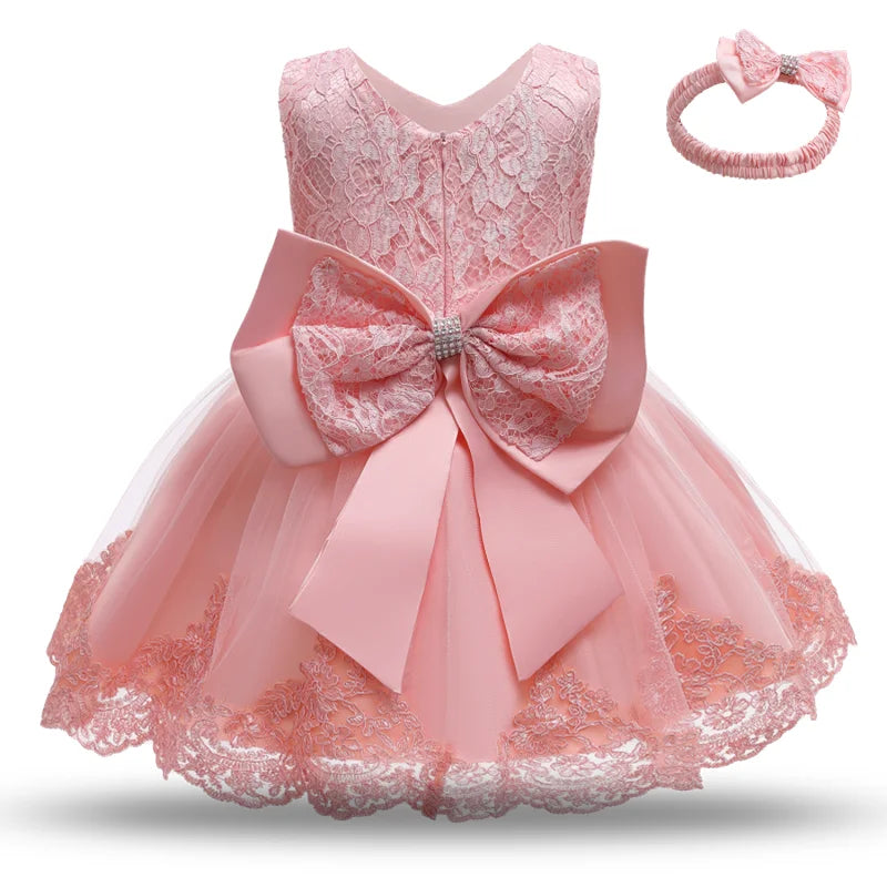 Baby Girl Dress Party Dresses for Girls 1 Year Birthday Princess Wedding Dress Lace Christening Gown Baby White Baptism Clothing