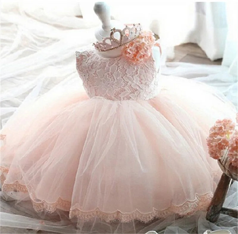 Baby Girl Dress Party Dresses for Girls 1 Year Birthday Princess Wedding Dress Lace Christening Gown Baby White Baptism Clothing