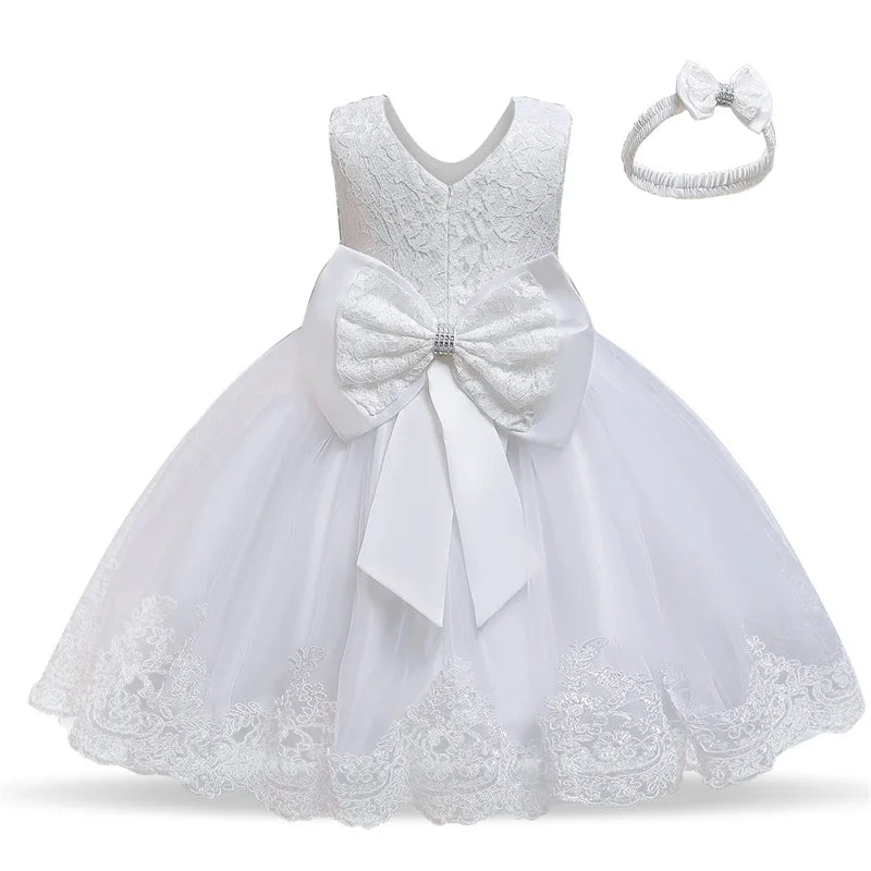 Baby Girl Dress Party Dresses for Girls 1 Year Birthday Princess Wedding Dress Lace Christening Gown Baby White Baptism Clothing